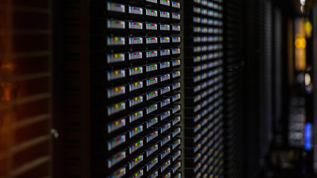 Microsoft datacenter tape drive storage aisle side view